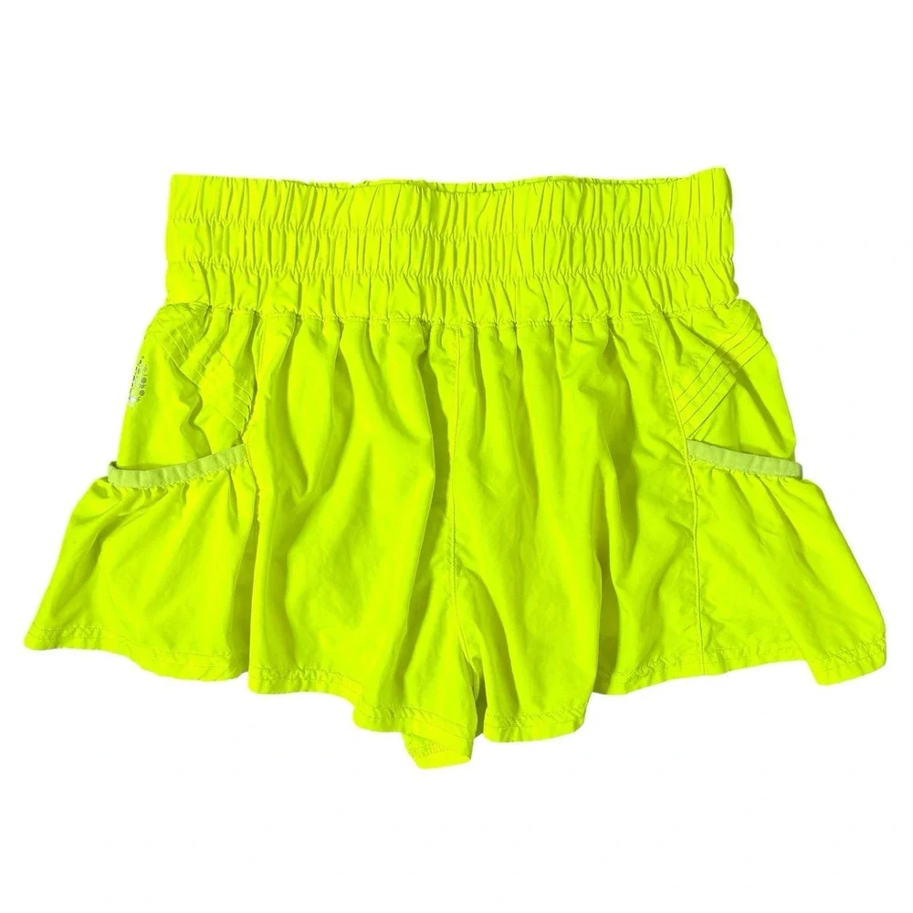 Free People Movement Get Your Flirt On Shorts Size XS Highlight Yellow Neon Gym